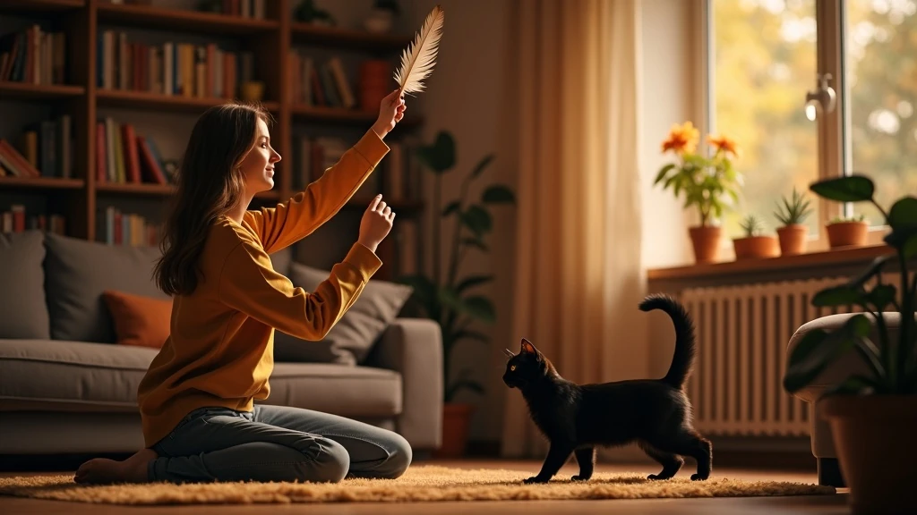 Közös játék, erősebb kötelék Gazdi és cica tollpálcával