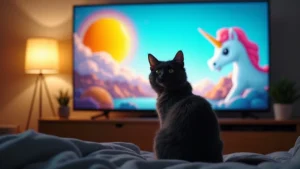 Macska figyel monitorra