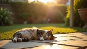 Napozó cica betonlapon