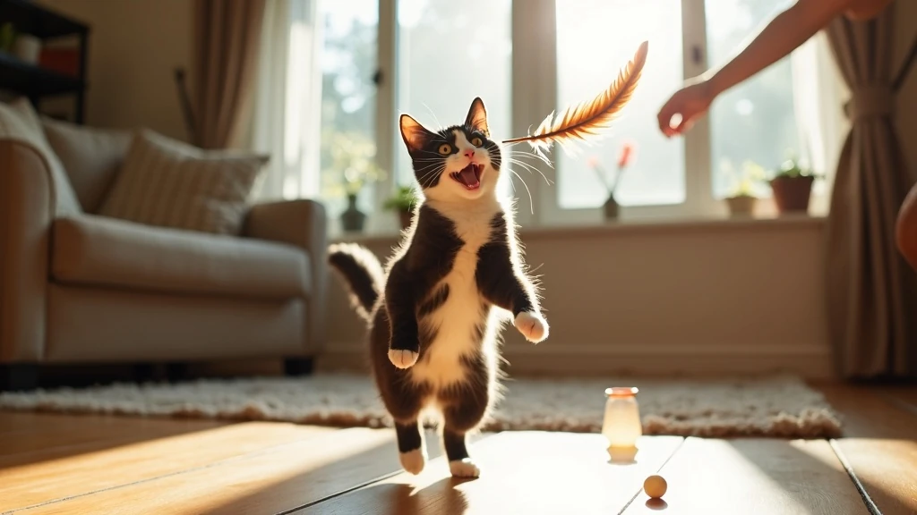 Ugró fekete-fehér macska